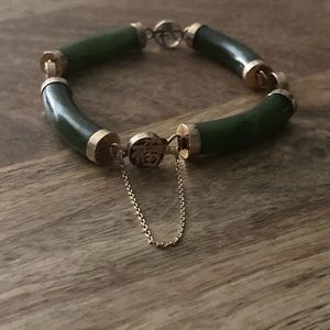 Vintage 14K Gold Nephrite Jade Bracelet